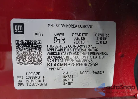 2024 Buick Encore Gx Preferred Fwd из США, поврежденный, VIN KL4AMBS28RB067959